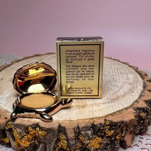 Vintage Avon Golden Turtle Solid Perfume Compact – Candid – With Box